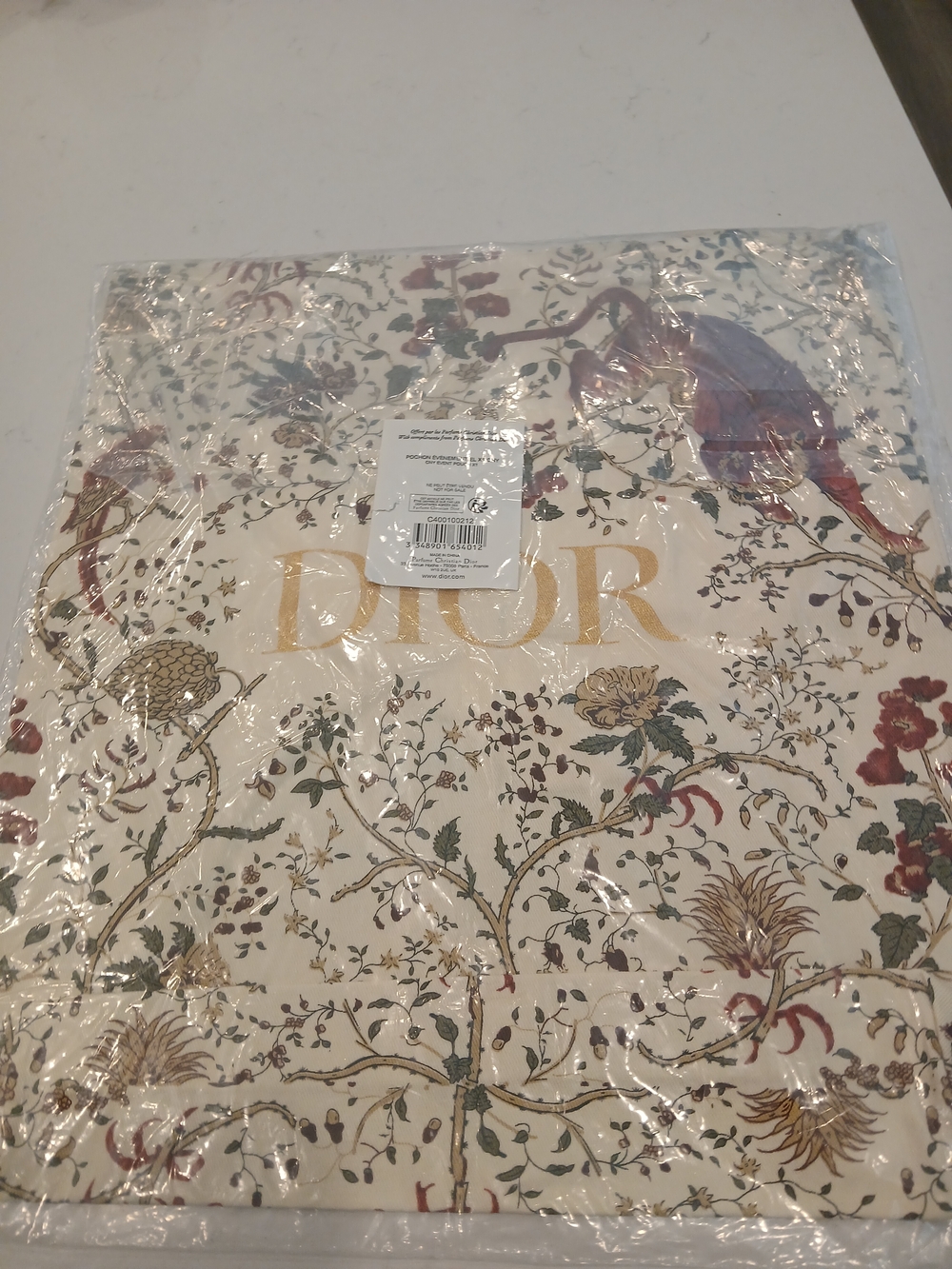 Dior Floral Logo Scarf in Cream, Gold & Red - Picture 4 of 4